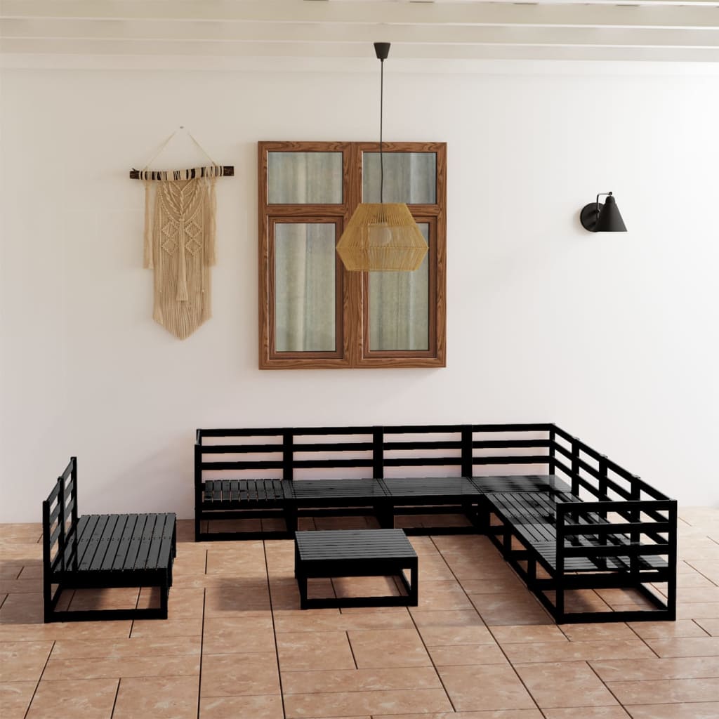 10 Piece Garden Lounge Set Solid Pinewood