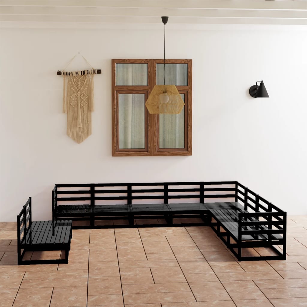 10 Piece Garden Lounge Set Solid Pinewood