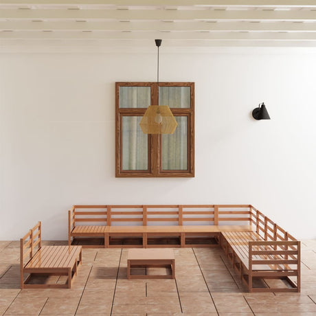 12 Piece Garden Lounge Set Solid Pinewood