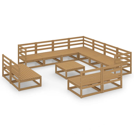 12 Piece Garden Lounge Set Solid Pinewood