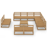 12 Piece Garden Lounge Set Solid Pinewood