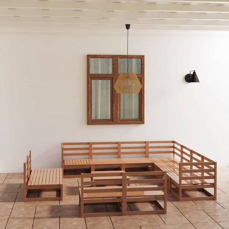 12 Piece Garden Lounge Set Solid Pinewood