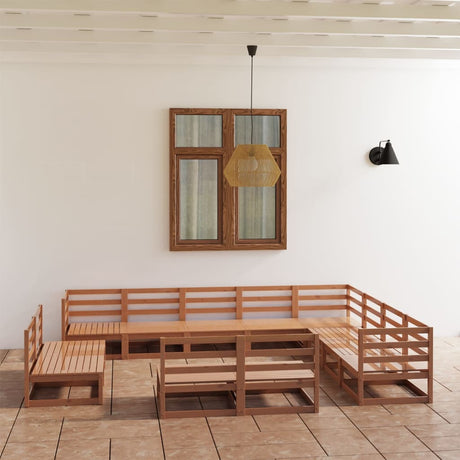 12 Piece Garden Lounge Set Solid Pinewood