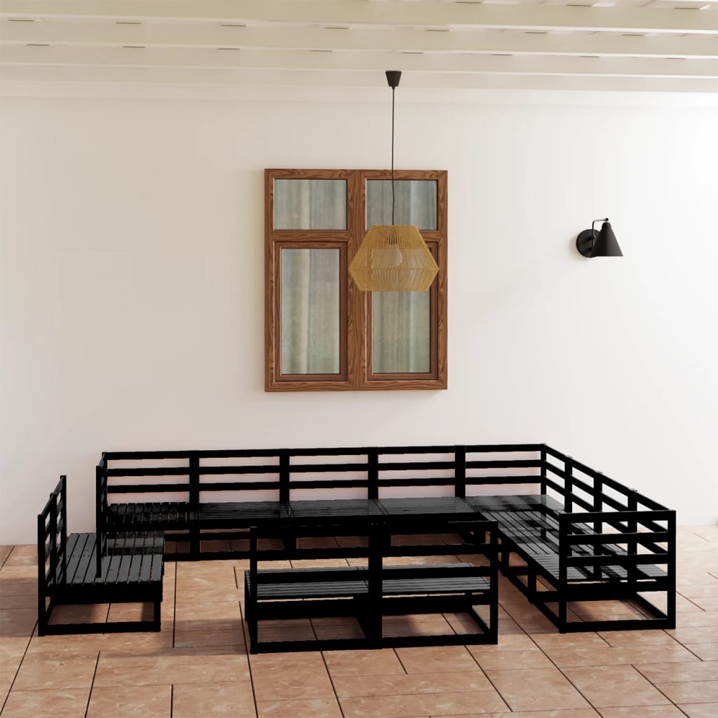 12 Piece Garden Lounge Set Solid Pinewood