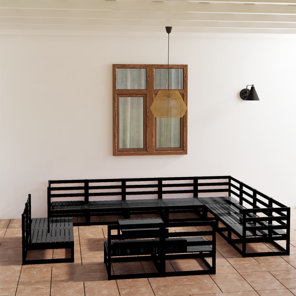 13 Piece Garden Lounge Set Solid Pinewood