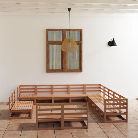 13 Piece Garden Lounge Set Solid Pinewood