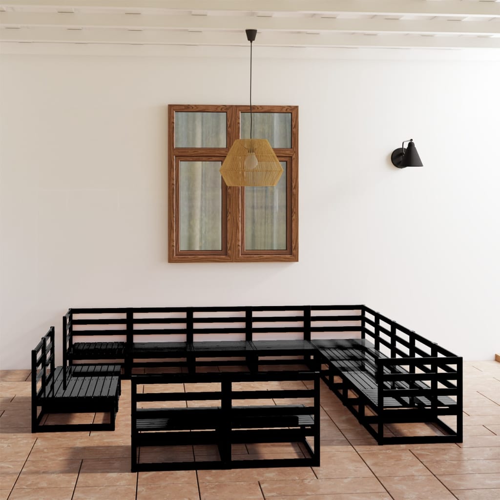 13 Piece Garden Lounge Set Solid Pinewood