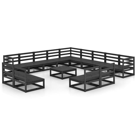 14 Piece Garden Lounge Set Solid Pinewood