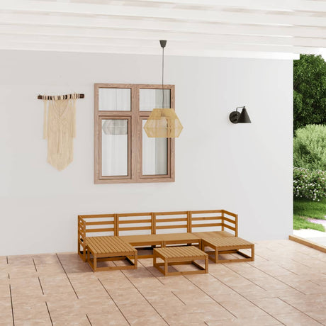 7 Piece Garden Lounge Set Solid Wood Pine