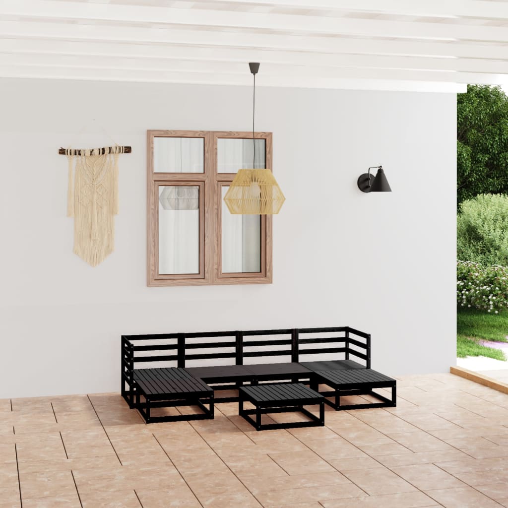 7 Piece Garden Lounge Set Solid Wood Pine