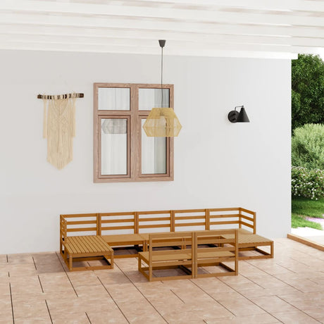 9 Piece Garden Lounge Set Solid Wood Pine