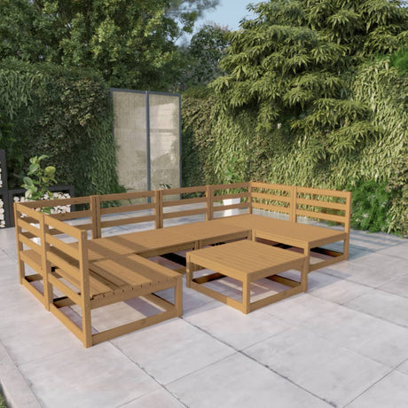 7 Piece Garden Lounge Set Solid Wood Pine