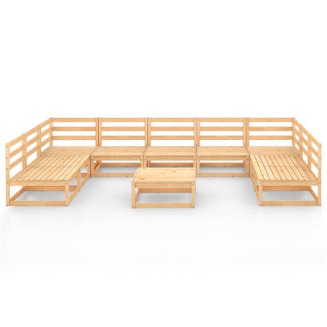 10 Piece Garden Lounge Set Solid Wood Pine