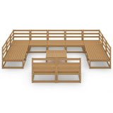 12 Piece Garden Lounge Set Solid Pinewood