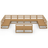 12 Piece Garden Lounge Set Solid Pinewood