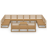 14 Piece Garden Lounge Set Solid Pinewood