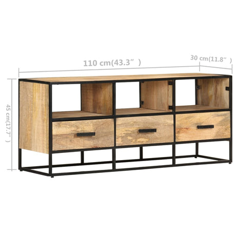 Tv Cabinet 110X30X45 Cm Rough Mango Wood