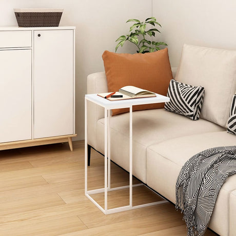 Side Table White Engineered Wood