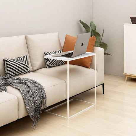 Side Table White Engineered Wood
