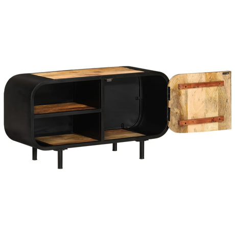 Tv Cabinet 90X30X48 Cm Rough Mango Wood