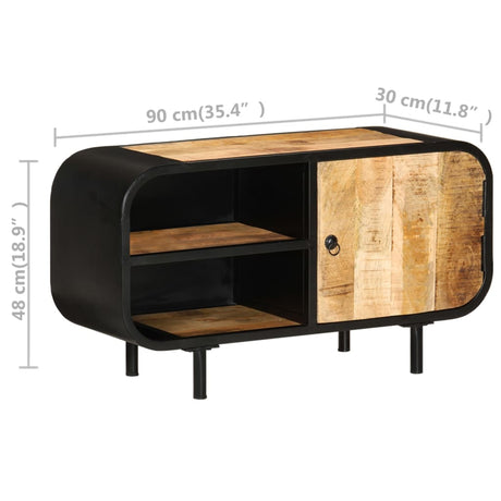 Tv Cabinet 90X30X48 Cm Rough Mango Wood