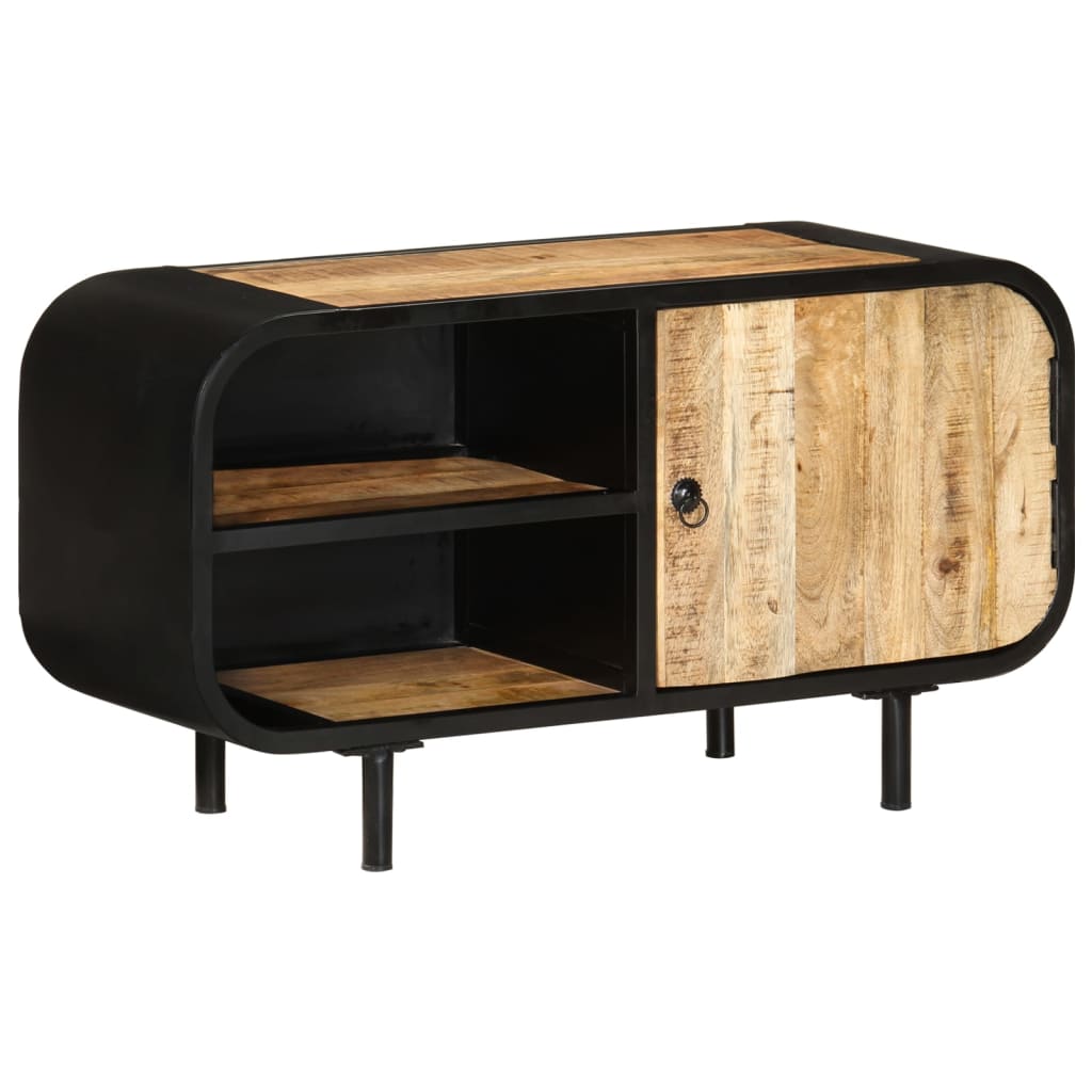 Tv Cabinet 90X30X48 Cm Rough Mango Wood