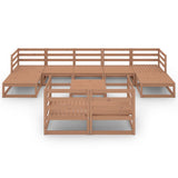 10 Piece Garden Lounge Set Honey Brown Solid Pinewood