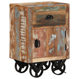 Bedside Cabinet With Wheels 40X30X57 Cm Solid Reclaimed Wood