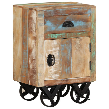 Bedside Cabinet With Wheels 40X30X57 Cm Solid Reclaimed Wood
