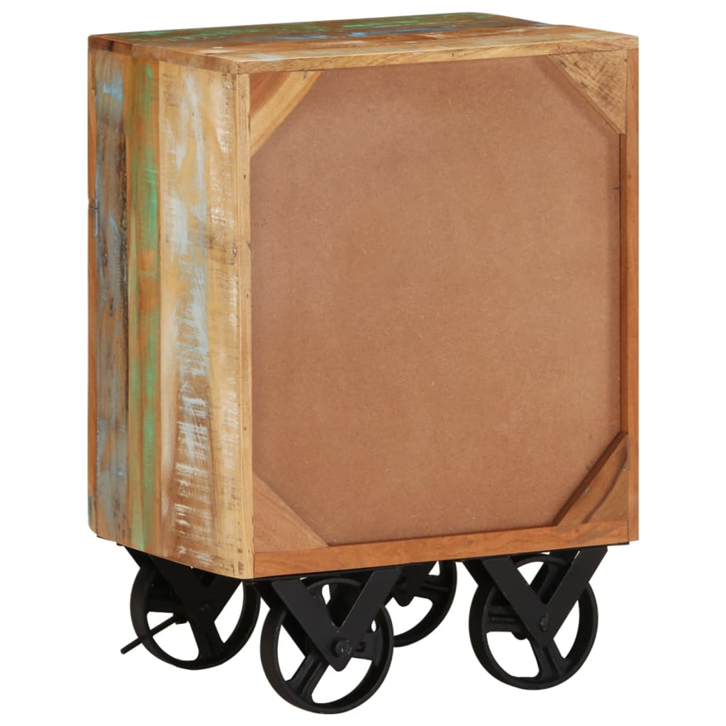 Bedside Cabinet With Wheels 40X30X57 Cm Solid Reclaimed Wood