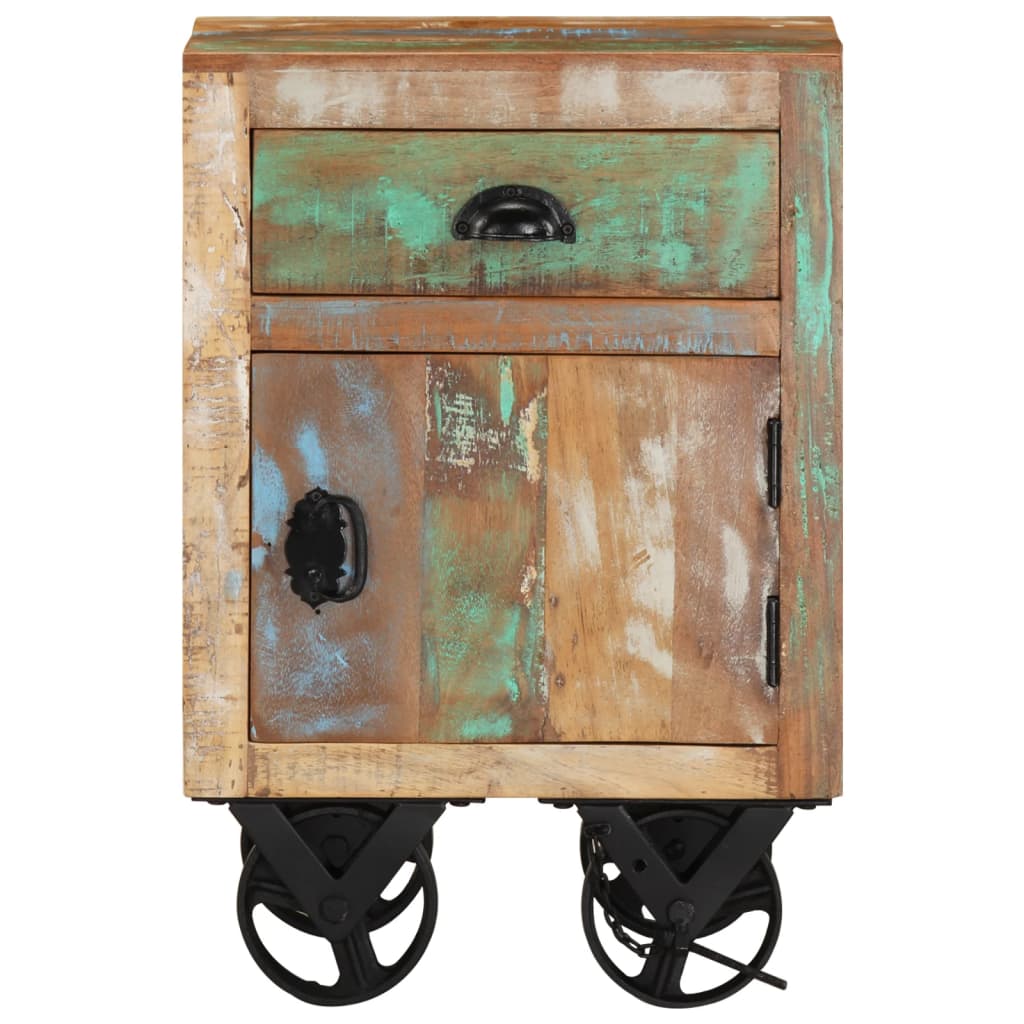 Bedside Cabinet With Wheels 40X30X57 Cm Solid Reclaimed Wood