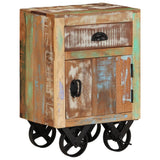 Bedside Cabinet With Wheels 40X30X57 Cm Solid Reclaimed Wood