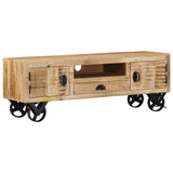 Tv Cabinet With Wheels 110X30X Rough Mango Wood