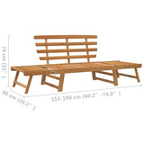 Garden Bench 2-In-1 190 Cm Solid Acacia Wood
