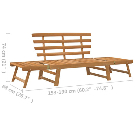 Garden Bench 2-In-1 190 Cm Solid Acacia Wood
