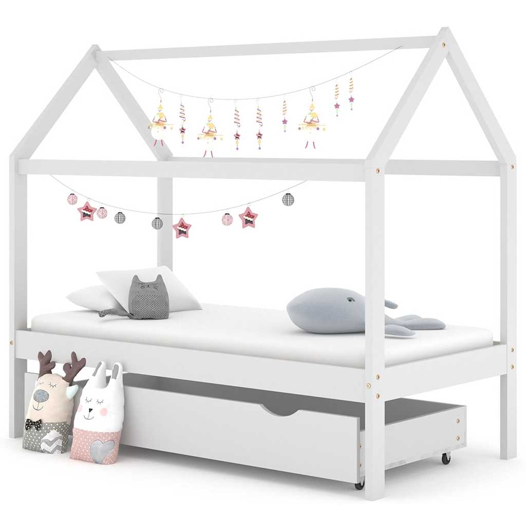 Kids Bed Frame With Drawers Solid Pine Wood