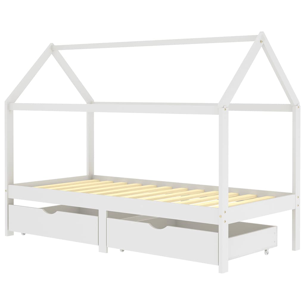 Kids Bed Frame With Drawers Solid Pine Wood