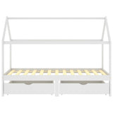 Kids Bed Frame With Drawers Solid Pine Wood