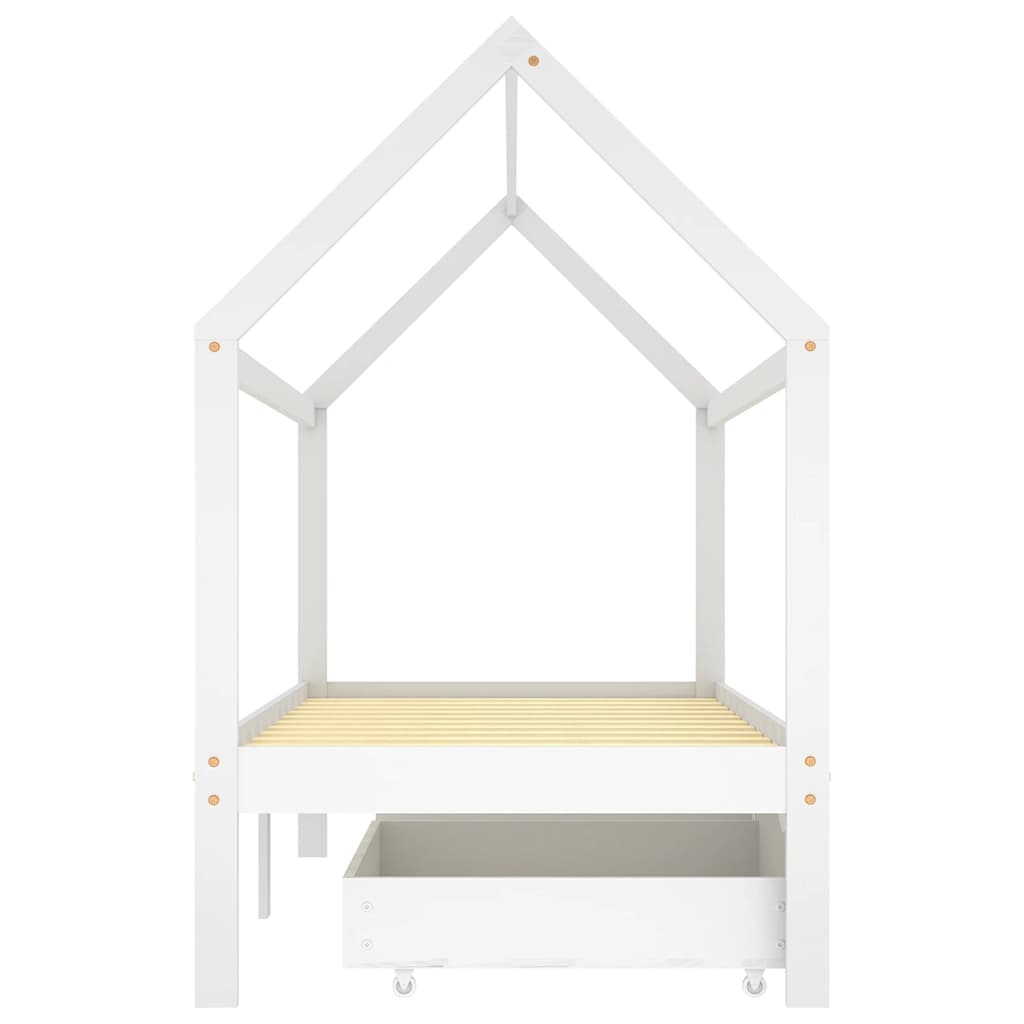Kids Bed Frame With Drawers Solid Pine Wood