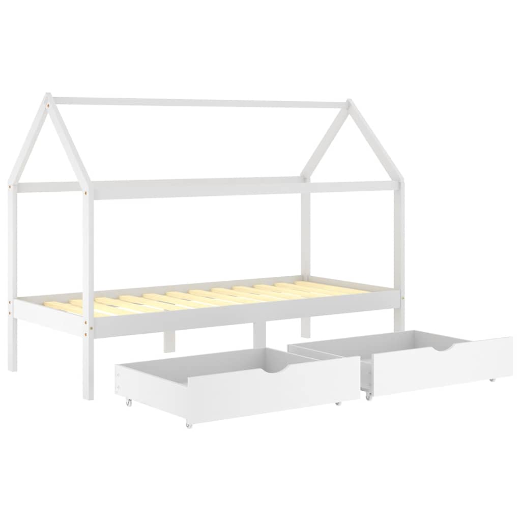 Kids Bed Frame With Drawers Solid Pine Wood