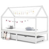 Kids Bed Frame With Drawers Solid Pine Wood