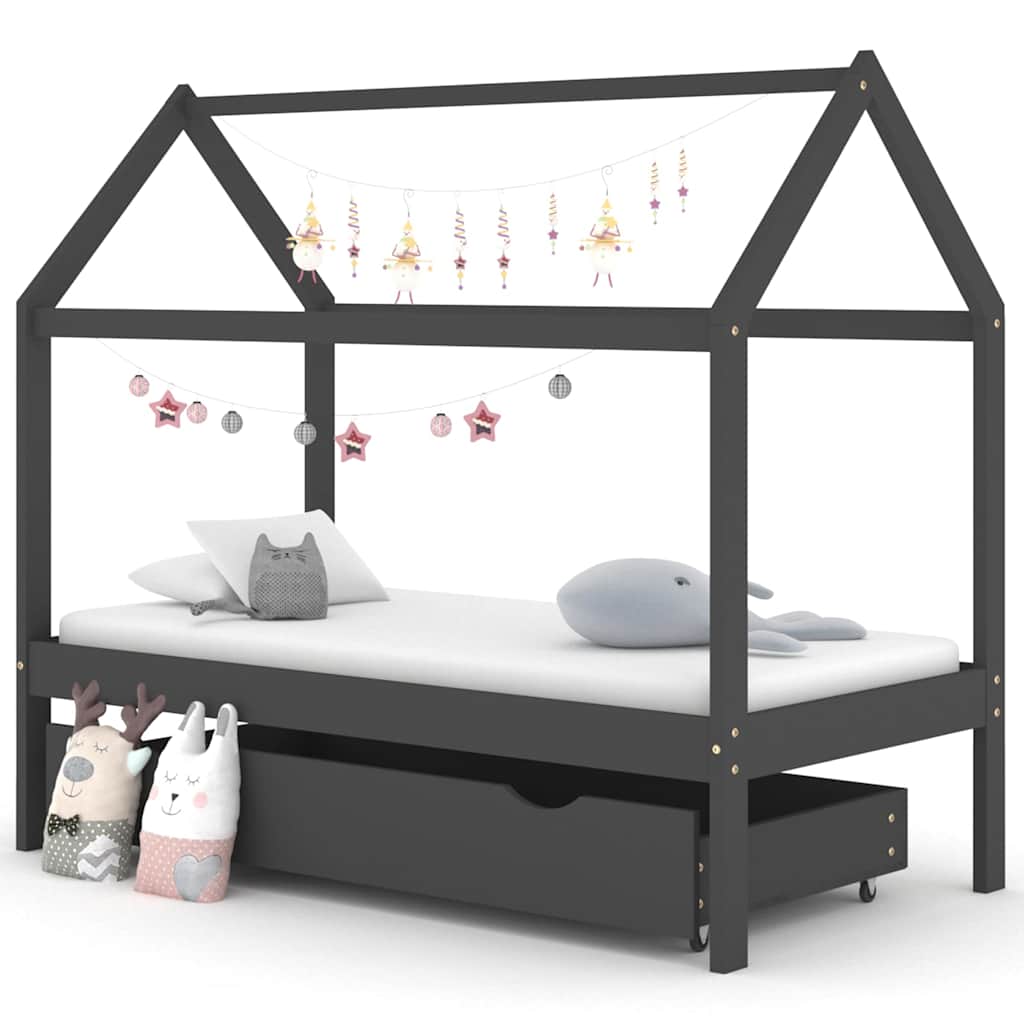 Kids Bed Frame With Drawers Solid Pine Wood