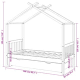 Kids Bed Frame With A Drawer Solid Pine Wood