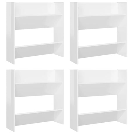 Wall Shoe Cabinets 4 Pcs 60X18X Engineered Wood High Gloss White