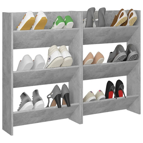 Wall Shoe Cabinets 2 Pcs 60X18X Engineered Wood Concrete Grey