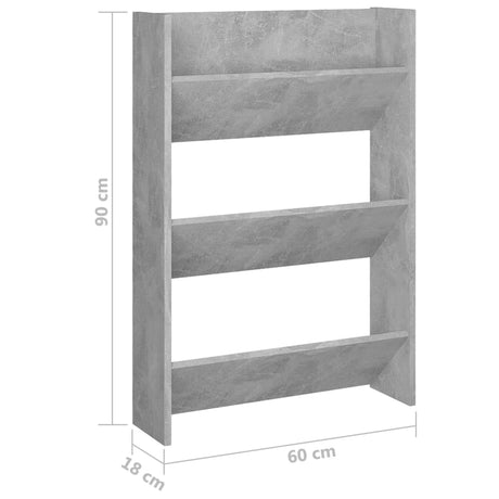 Wall Shoe Cabinets 2 Pcs 60X18X Engineered Wood Concrete Grey