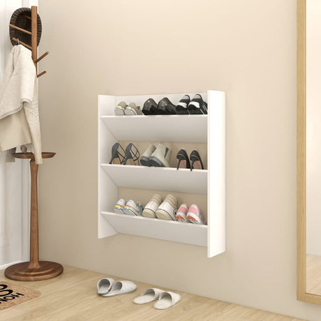 Wall Shoe Cabinets 2 Pcs 60X18X Engineered Wood White