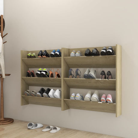Wall Shoe Cabinet 60X18X Engineered Wood Sonoma Oak