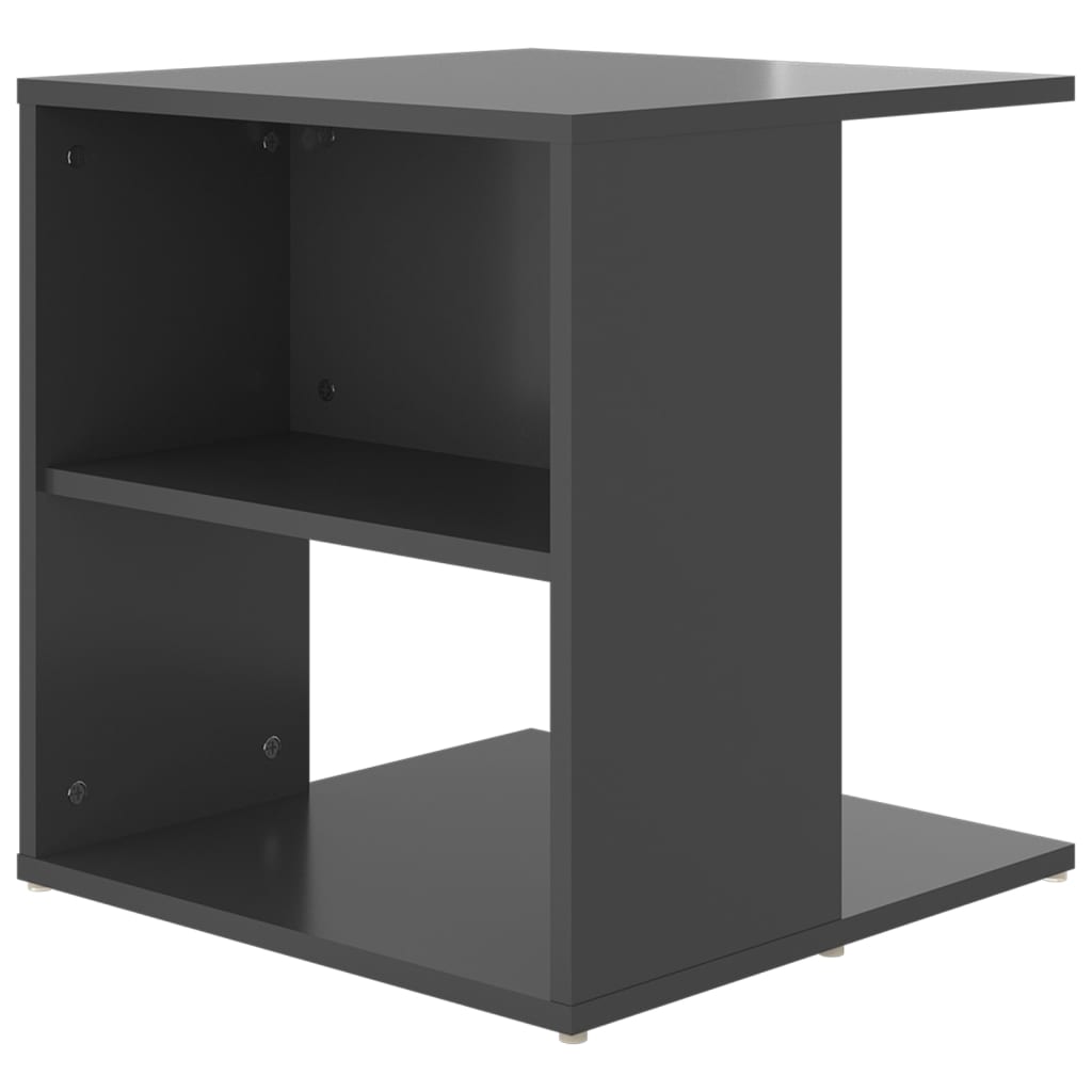 Side Table High Gloss Grey 45x45x48 cm Engineered Wood