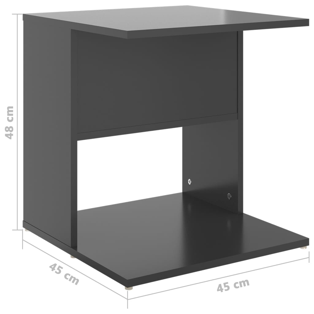 Side Table High Gloss Grey 45x45x48 cm Engineered Wood